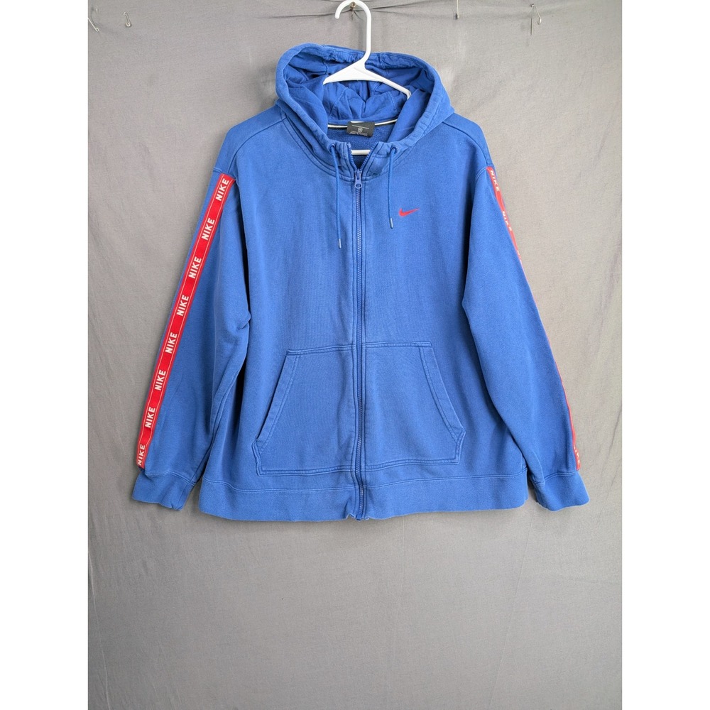 Nike Blue Full Zip Hoodie Tape Logo Sleeve BQ2736-438 Womens 1X